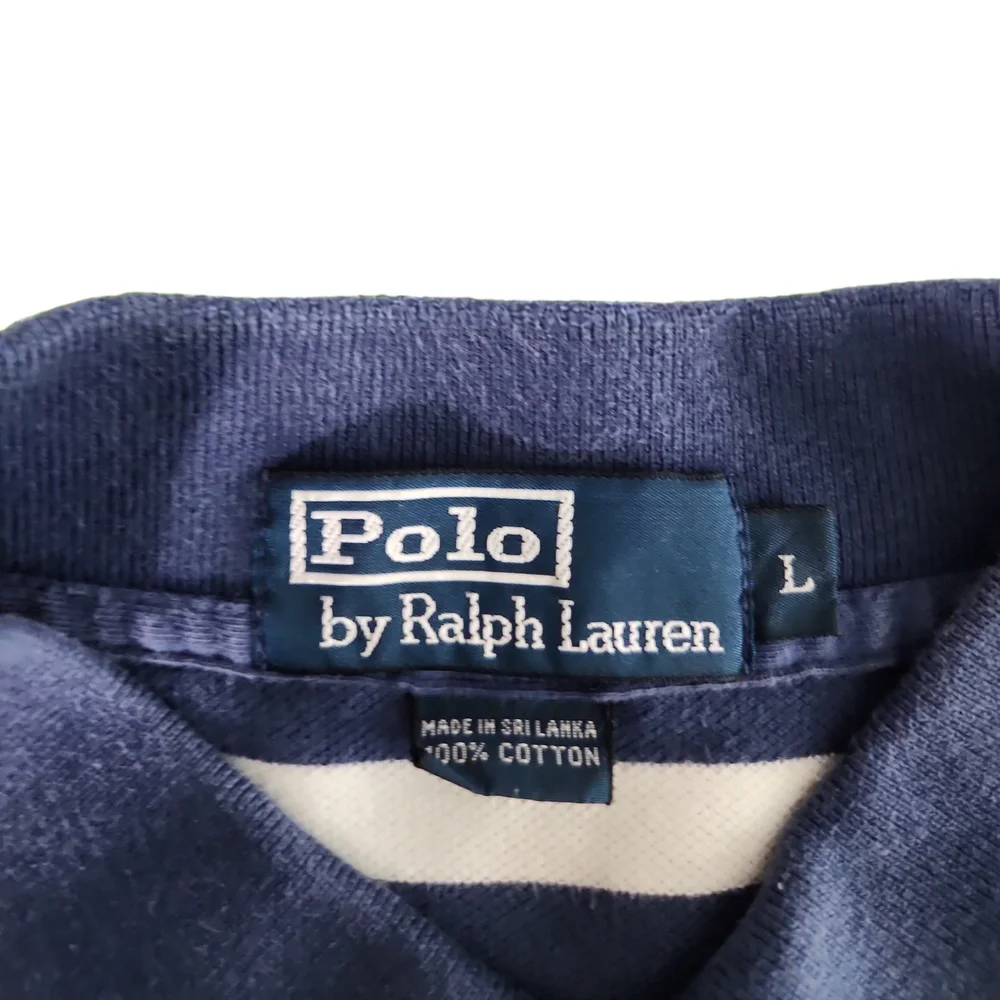 Polo Ralph Lauren Mens Large Striped Polo Shirt 100% Cotton Preppy Golf Top